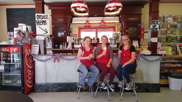 Staff at the soda fountain