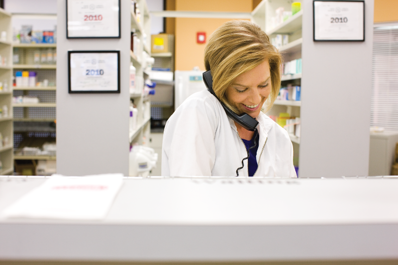 Pharmacist on telephone